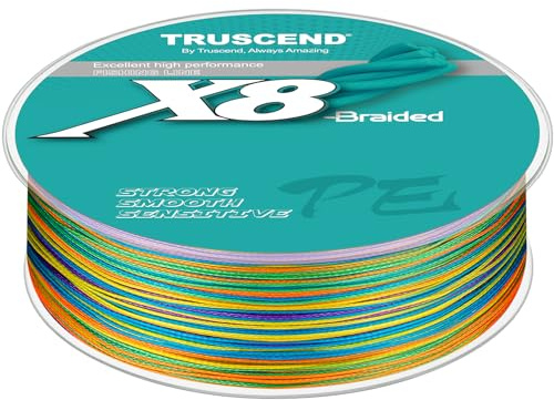 TRUSCEND X8 Geflochtene Angelschnur, Strapazierfähige und Hochwertige PE-Geflechtschnur für Profis, Dünner und Geschmeidiger, Unverzichtbare Ausrüstung für Süßwasserangler, Angelgeschenk für Männer