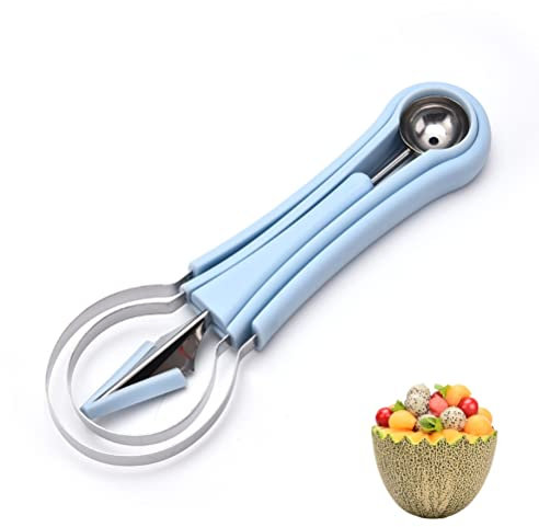 spier Professionelles 4 In 1 Edelstahl-Obstwerkzeug-Set, Melonenballer-Schaufel-Set, Obst Löffel Cutter Set, Tranchiermesser Melonenausstecher Kugeln, Perfektes Werkzeugset FüR Obstsalate