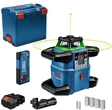 Bosch Professional 18V System laser rotatif GRL 650 CHVG (laser vert, mises à niveau extérieures, avec application dédiée, portée : jusqu’à 650 m, dans L-boxx)