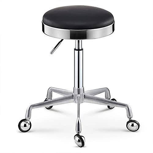 Friseurstuhl Salon Friseurrolle Stuhl Runder PU-Leder Rollstuhl Salon Hocker Stuhl, verstellbar weiß 45 cm bis 58 cm (Farbe: B)