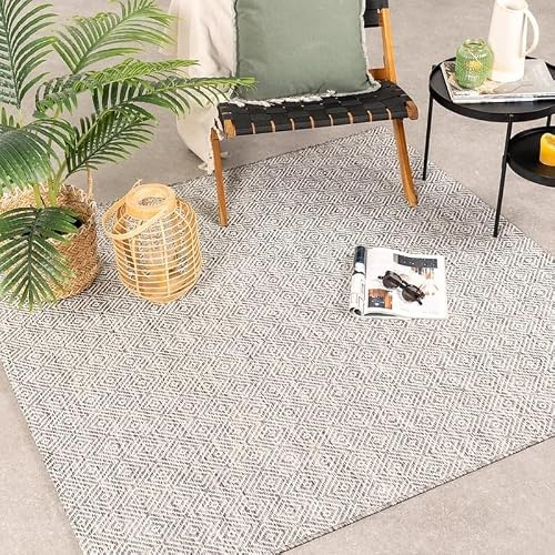 In- & Outdoor Teppich Quadrat - Summer Tile Hellgrau - 250x250 cm | Wetterfest - Synthetik, Polypropylen - Balkon, Garten / Terrasse - Terrasse teppich - Outdoor rug
