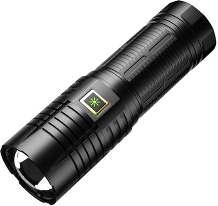 ASORT Taschenlampe Led Extrem Hell 1000000 Lumen, USB Aufladbar Taschenlampen Mit 6000mAh AKKU, IPx67 Wasserdicht 5 Lichtmodi für Camping Wandern Notfälle (3 * 18650 Akku)