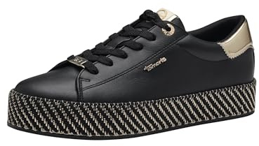Tamaris Damen Sneaker Low Vegan; Black/Gold/schwarz; 36