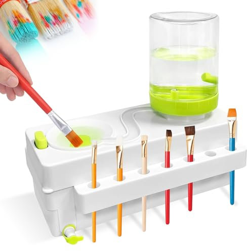 EPROICKS Paint Brush Rinser, Multifunctional Paintbrush Washing Machine, Paint Brush Cleaner Art Supplies, Water Cycle Rinser, for Acrylic, Watercolor, and Water-Based Paints Cleaning Tool (green)