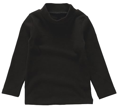 Beganly Mädchen T-Shirt Warmes weiches Basic Mock Rollkragen Top Kleinkind unter Schichtstück Kinder Baumwolle Langarm-Shirt Weiß Schwarz 4 Jahre (Black 120)