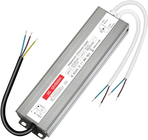 Trasformatore LED 12V 500W, Alimentatore 12v 41.6A, Trasformatore 220V 12v | Driver LED AC a DC, Impermeabile IP67/Senza Sfarfallio, per G4, GU5.3, MR11, MR16, Non dimmerabile, non rumoroso