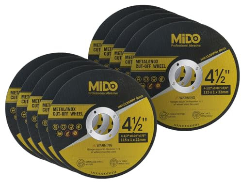 MIDO Professional Abrasive Cutting Discs 10 Packs 115 mm Ultra Thin 1mm Metal Cut off Wheel Stainless Steel Cutting Wheel for Angle Grinder