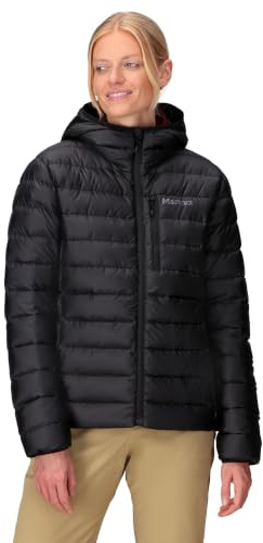 Marmot Women's Highlander Hoody Warm Down Jacket Insulated Hooded Winter Coat Breathable Lightweight Packable Outdoor Jacket Windproof Black M