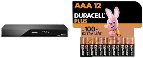 Panasonic DMR-EX97EB-K DVD Recorder with Freeview HD, Black & Duracell Plus AAA Batteries (12 Pack) - Alkaline 1.5V - Up To 100% Extra Life