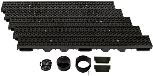 ScarMaxx - B125 Entwässerungsrinne Set PKW - befahrbar - 13 x 500 x 6 cm Bodenrinne - Regenwasser Ablauf - Abfluss mit Gitter - Drainagekanal Flach Kunststoff Designrost Bienenwabe Schwarz