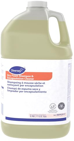 Diversey 9BP92017 Dry Foam Shampoo & Encapsulation Cleaner, Heavy Traffic Neutral Carpet & Upholstery Shampoo, Floral Scent, Concentrate, 1-Gallon