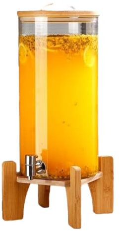 Mason Jar Water Dispenser, Sealed Juice Can Ice Cylinder with Spigot Glass Drink Dispenser with Stainless Steel Tap for Sun Tea Lemonade Cold Water,15L