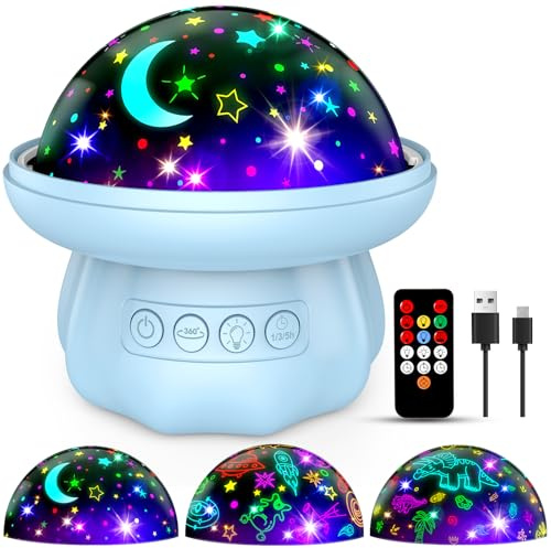 Hapikids Baby Toys Sensory Toys for Babies, Dimmable+Timer+Remote Sensory Lights 360° Rotate Kids Night Light Projector Newborn Baby Birthday Presents Baby Projector Light Christmas Xmas Gifts