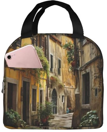 YQxwJL Italiano Vecchia Strada Stampa Pranzo Borsa Per Le Donne Uomini, Scatola Da Pranzo Per Adulti Isolato Lunch Bag Per Ufficio Lavoro Picnic
