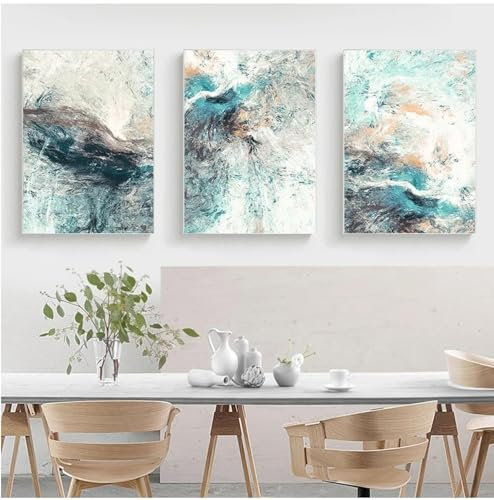 NXMYDBD Moderne Einfachheit abstrakter Leinwandgemälde, modulare Bilder, Wandkunst, Leinwand für Wohnzimmerdekoration, Leinwandkunstwerk, 70x90cm (28x35 Zoll) x3, ungerahmt