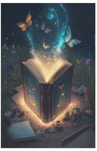 Puzzles Für Erwachsene, 1000 Teile, Buch, Kreative Holzpuzzles, Praktisches Spiel, Familiendekoration （78×53cm）