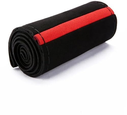 Lenkradbezug Lenkradbezug Aus Fell Fürs Auto Universell 38 cm Geflochten Schutzbezug Für Auto-Lenkrad Leder rutschfeste Innenteile Lenkradhülle(Red black line)