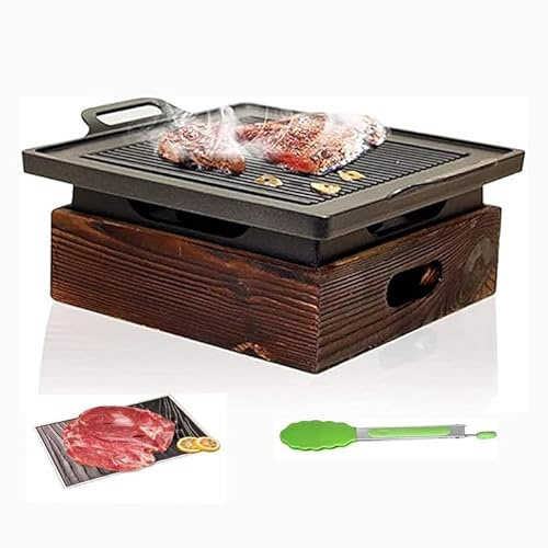Yiustldd Gril BBQ Portable sans fumée Four BBQ au Charbon de Bois coréen et Japonais Gril BBQ ménager antiadhésif,18x18x15cm