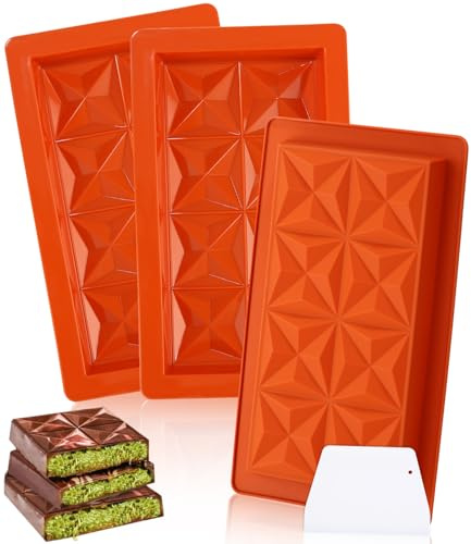 Bixury - Molde de silicona para tabletas de chocolate (3 unidades), color marrón rojo