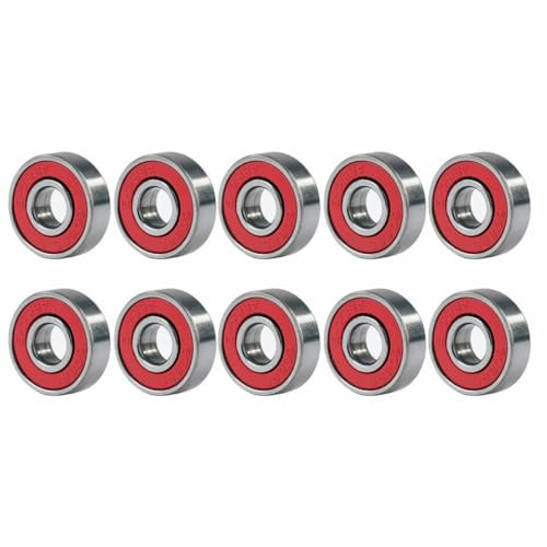 10 Stück Inline-Rollschuhlager Deep Groove 608rs ABEC-9 Miniatur-Kugellager Kohlenstoffstahl Longboard-Lager für Skateboard-Rot