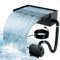 Biling Pond Waterfall Leaf Set, 12.2inch Stainless Steel Overflow Pool Fountain with 660GPH Pump and Durable Pipe for Pond, Pool, Stream, Garden, Patio Decoration