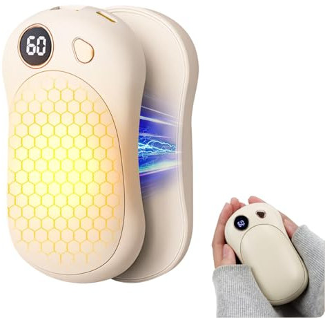 Akku Handwärmer, 10000mAh Handwärmer USB Zweiseitige Heizung, 2er Handwärmer Elektrisch mit 3 Heizstufen, Handwärmer Powerbank, Handwärmer Wiederverwendbar, für Herren Frauen Kinder (B)
