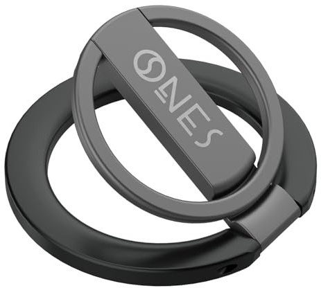 ONES magnetisk mobiltelefonringhållare med MagSafe, justerbar 360° vridning, stabil och hållbar, tunn och lätt, magnetisk ringhållare för iPhone, Samsung Galaxy, Sony Xperia, svart