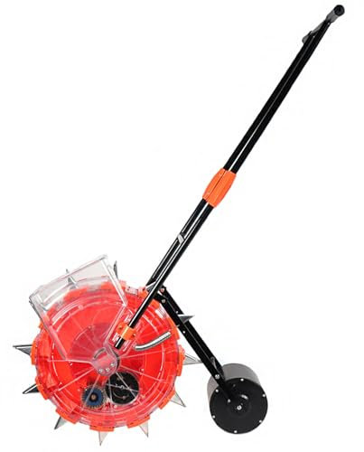 Handgeführter Streuer, Handstreuer 12 Saatauslass Handgeführte Walzensämaschine, Gartensämaschine mit Pflanztiefe 80mm für Soja, Erdnüsse, Mais, Baumwolle