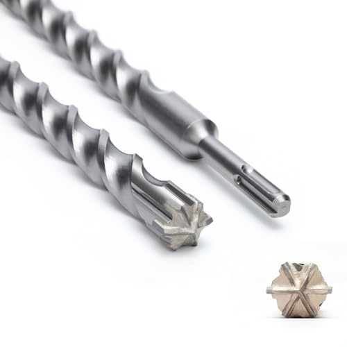 Broca SDS Plus de 20 mm x 210 mm con 6 cortes de metal duro, ideal para taladrar en piedra, piedra natural, hormigón, ladrillo