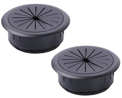 2 Pack Cable Grommets, 60mm (2-3/8 Inch) Black ABS Desk Cable Hole Covers,Wire Organiser for Office & Computer Desks