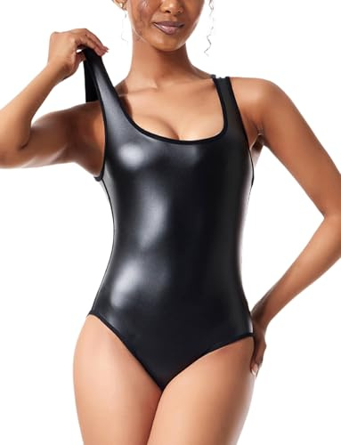 FEOYA Dam jumpsuit PU läder triangel body kostymer fyrkantig urringning ärmlös leotard sexig lekdräkt kattdräkt gå ut toppar klubbkläder festival rave bodysuit B1 3XL