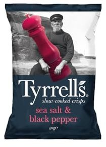 Patatine con Sale Marino e Pepe Nero TYRRELLS - 18 Confezioni da 40 g