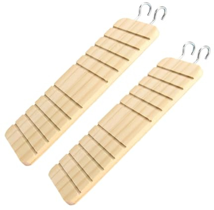 UTHCLO 2 Stück Hamster Kletterleiter aus Hochwertigem Holz mit Haken Design Langlebiges Kauspielzeug für Hamster und Kleine Haustiere Platzsparende Plattform für Käfig und Nager Teiliges