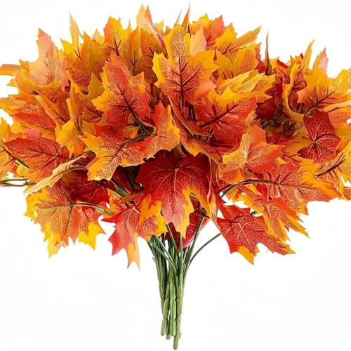 ulafbwur Fall Artificial Flower 7 Fork Realistic Fake Plastic Flower Home Office Wedding Party Table Centerpiece Indoor Outdoor Faux Bloom