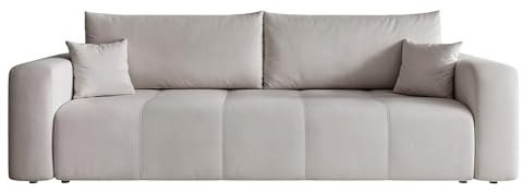 IDOHOME 93x244 Sofa mit Schlaffunktion (125x200) und Bettkasten (Massivholz + MDF) mit dekorativen Nähten auf der Sitzfläche