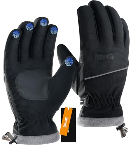 GOUNOD Winter Gloves for Women Men, Thermal Insulated Waterproof Windproof Cold Weather Gloves, Touch Screen Compatible, Non-Slip Grip for Running, Driving, Cycling, Hiking (Black, L -Female/M -Male)