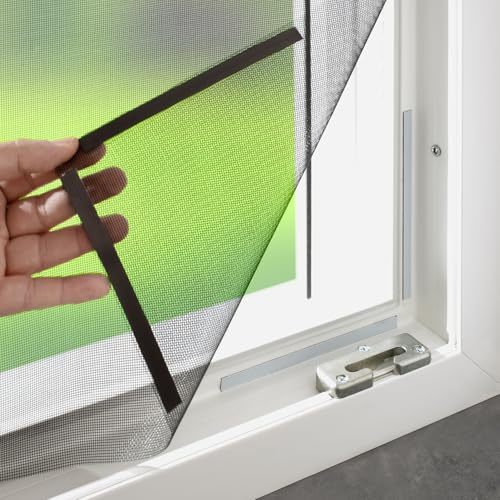 empasa Moustiquaire magnétique DELUXE pour fenêtres, avec fixation par clic aimanté, protection contre les insectes sans perçage, fenêtre magnétique