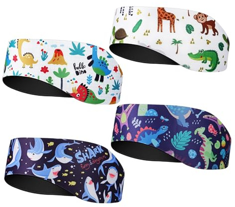 Tormentos para la oreja de natación para niños, diadema de natación para niños Nadadores ajustables Banda de protección impermeable de banda para orejas 4 PCS