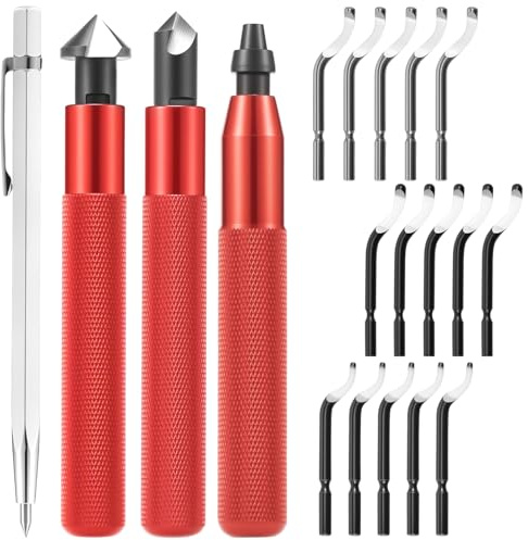 Deburring Tool Kit Precision Edge Burr Removal with 15 Blades Portable Burr Removal Hand Tool Countersink Hand Reamer Set Burr Removal Blades Hand Deburrer for Brass Steel Copper Pipe 3D Printer