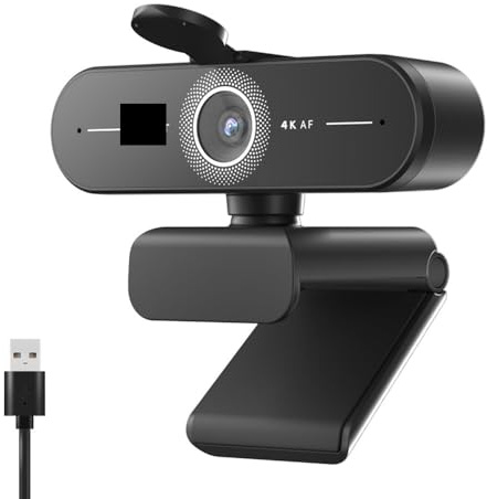 AYJYZHIAG Webcam 4K 1080p 60 fps, autofocus, USB, 73°, avec Double Microphone, for PC/Ordinateur Portable