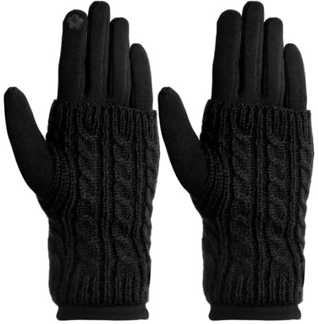 Connextion Damen Touchscreen Handschuhe Winter Warm Winterhandschuhe mit Fleece Gefütterte und abnehmbarer Strick Stulpe, Thermohandschuhe für Damen, Warme und Weich
