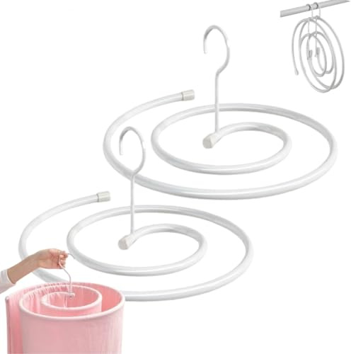 2 estantes de secado de acero inoxidable en forma de espiral para sábanas, plegable y rotación de 360°, soporte de lavandería que ahorra espacio, perchero colgante para mantas, toallas, grosor de 12