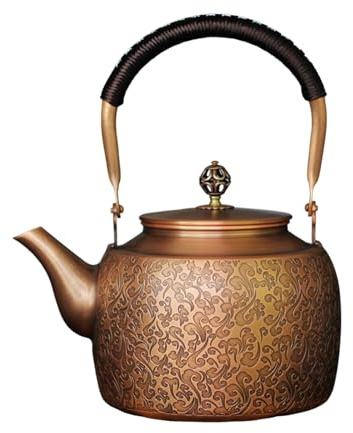 Kupferkessel, Teekanne, Retro Wasserkocher, Tee Kanne mit Gravur | Kupfer-Teekanne aus reinem Kupfer, handgefertigt, für Teeliebhaber und Kaffeegenuss 2L