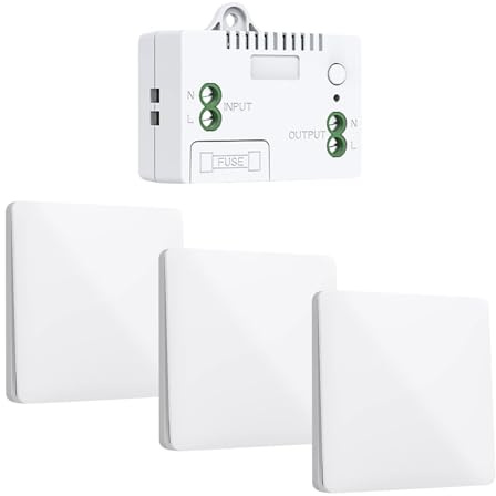 230V Funk Lichtschalter Set Ohne Batterie–Kinetischer Funkschalter Licht Kabellos,Funk Lichtschalter 230V Wasserdicht,Funklichtschalter Set mit Fernbedienung für Lampe,Garten & Haus (3, schwarz)