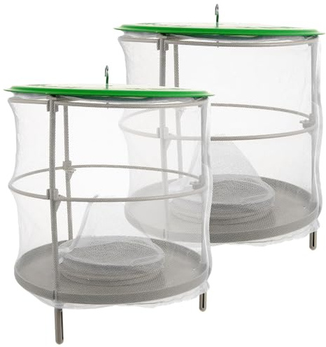 WRITWAA Lot de 2 Cages à Abeilles d'Extérieur Filet Suspendu Blanc et Protection Pluie Piège à Mouches en Tissu Mesh et Plastique pour Jardins et Étables