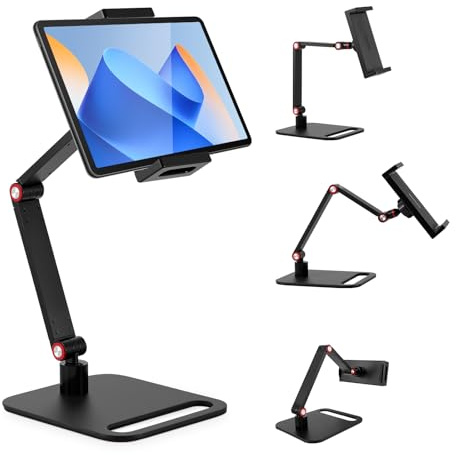 Luqixcey Soporte universal para monitor portátil para pantallas de 12 a 17,3 pulgadas, soporte de tableta de metal de 12,9 pulgadas, brazo giratorio de 360 ° para configuración de juegos y oficina en