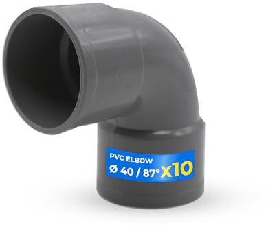 DOJA Barcelona Codo PVC Hembra-Hembra 87º - Pack 10 - Ø 40mm - Instalación Rápida y Sencilla - Compatibilidad Universal en Tuberías de Agua, Durabilidad y Resistencia, Codo Evacuación 87º