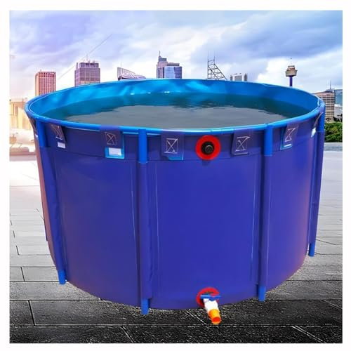 Bassin à Poissons en Toile, Piscine Hors Sol en Toile PVC Bleue avec Cadre en Acier, Lot de 1(1.5x1.2m)