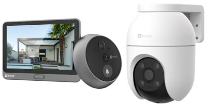 EZVIZ Lotes de CP4 Mirilla de Puerta y C8C 5MP Camara Exterior
