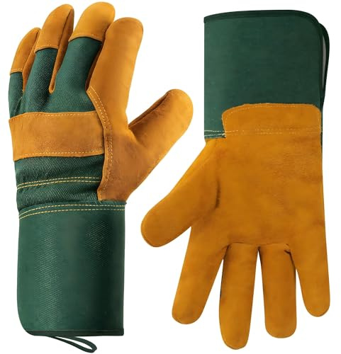 Heavy Duty Gardening Gloves for Men, Thorn Proof Leather Garden Work Gloves | Breathable Safety Work Gloves for Garden Digging, Weeding, Pruning, Load Handling and General Maintenance, 1 Pair